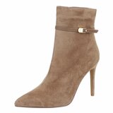 Bottines kaki en suède à talon haut et bride élégante-Agnieska_
