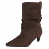 Bottines marron en suédine à plis élégants et talon-Ajola_