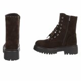Bruine suède veterboots met grove zool_