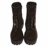 Bruine suède veterboots met grove zool_