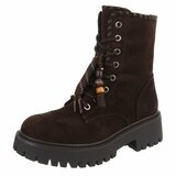 Bruine suède veterboots met grove zool_