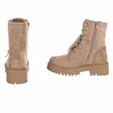Kaki suède veterboots met grove zool_
