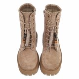 Kaki suède veterboots met grove zool_