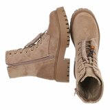 Kaki suède veterboots met grove zool_