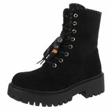Zwarte suède veterboots met grove zool_