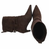 Bottines marron en suédine à plis élégants et talon-Ajola_