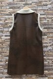 Luxe bruine midi bodywarmer met teddy afwerking_