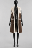Luxe bruine midi bodywarmer met teddy afwerking_