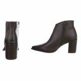 Koffiebruine enkellaarsjes met blokhak- Stansy_