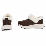 Bruine wintersneakers met warme imitatiebontkraag-Tamara_