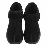 Zwarte wintersneakers met warme imitatiebontkraag-Tamara_