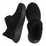 Zwarte wintersneakers met warme imitatiebontkraag-Tamara_