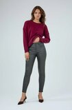 Kaki groene slim fit leatherlook broek_