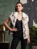 Beige bodywarmer met zachte imitatiebont_