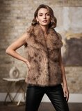 Taupe bodywarmer met zachte imitatiebont_