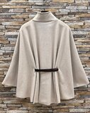 Beige cape jas met elegante ceintuur_