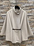 Beige cape jas met elegante ceintuur_