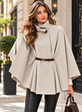 Beige cape jas met elegante ceintuur_