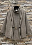 Taupe cape jas met elegante ceintuur_