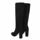 Zwarte suède dameslaarzen met elegante blokhak-Margie_