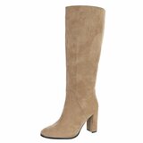 Kaki suède dameslaarzen met elegante blokhak-Margie_