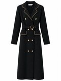 Elegante zwarte jurk met gouden details en ceintuur_