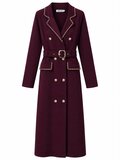 Elegante bordeaux jurk met gouden details en ceintuur_