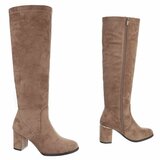 Kaki suède dameslaarzen met elegante blokhak-Purdy_