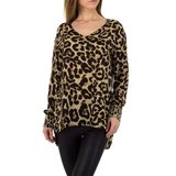 Blouse met leopardprint en decoratieve mouwen._