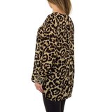 Blouse met leopardprint en decoratieve mouwen._