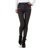 Stretch broek in leatherlook._