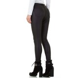 Stretch broek in leatherlook._