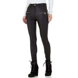 Stretch broek in leatherlook._