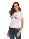 T-shirt met flamingo print._