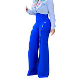 High waist broek met brede pijpen._