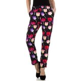 Fashion broek met bloemenmotief_