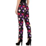 Fashion broek met bloemenmotief_