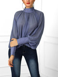 Blauw-grijze vintage blouse._