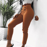 High waist broek met knopen design._