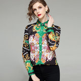 Blouse met vintage print._