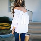 Stylish shoulder off blouse._