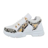 Trendy witte sneaker Anouk 1 met slangenprint._