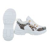 Trendy witte sneaker Anouk 4 met zwarte slangenprint._