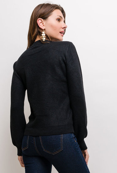 Trendy zwarte trui met strass.One size