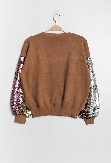 Fashion camel trui met sequins.