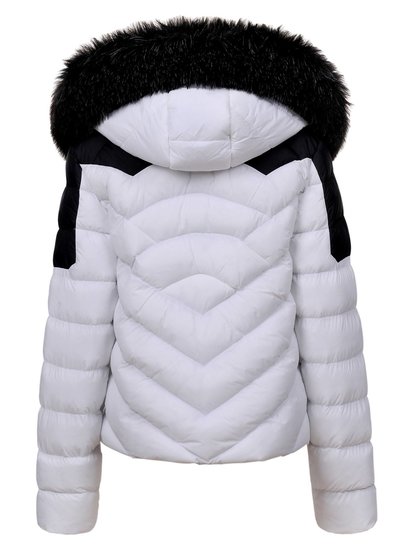 Stylish wit/zwarte gewateerde jas.