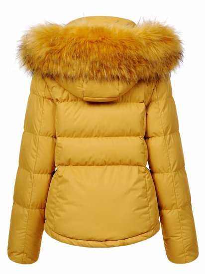 Stylish mosterdgele gewateerde jas.
