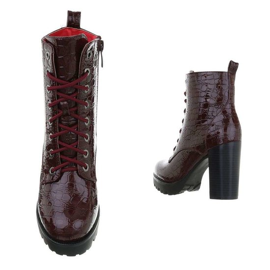 Bottines bordeaux imprimées croco Kaisha.