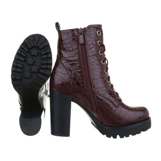 Bottines bordeaux imprimées croco Kaisha.