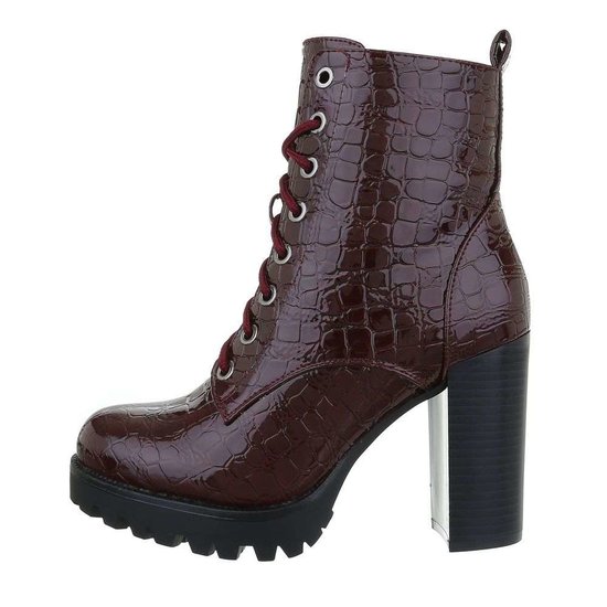 Bottines bordeaux imprimées croco Kaisha.